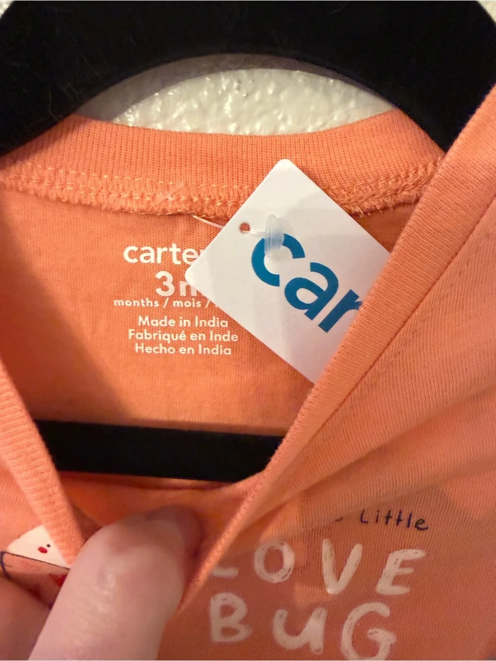 Carter's Peach 'Love Bug' One-Piece Bodysuit